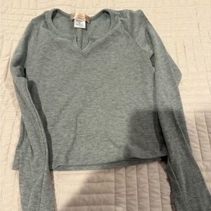 Tweenstyle Girls Long Sleeve Ribbed Top - Light Gray